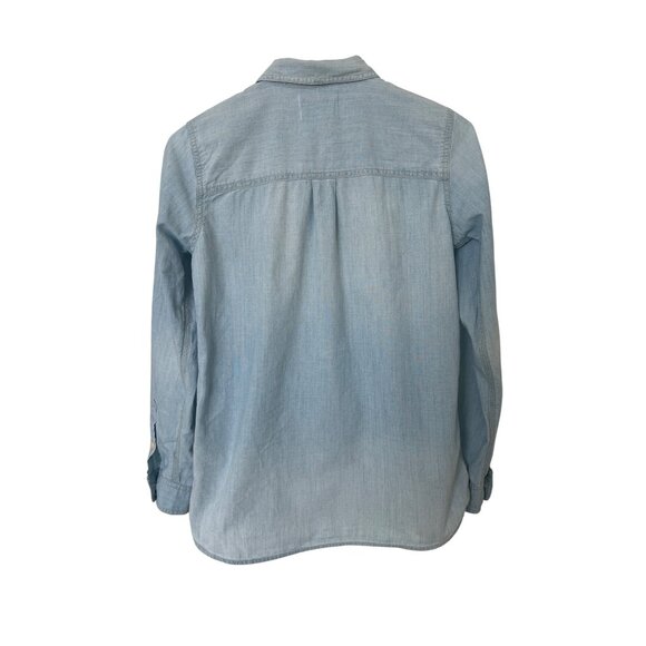 Madewell Slim Washed Blue Cotton Denim Button Down Chambray Shirt - Picture 4 of 7